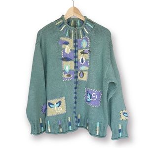 Icelandic Design Vintage Oversized Full Zip Cardigan Sweater Retro Style M